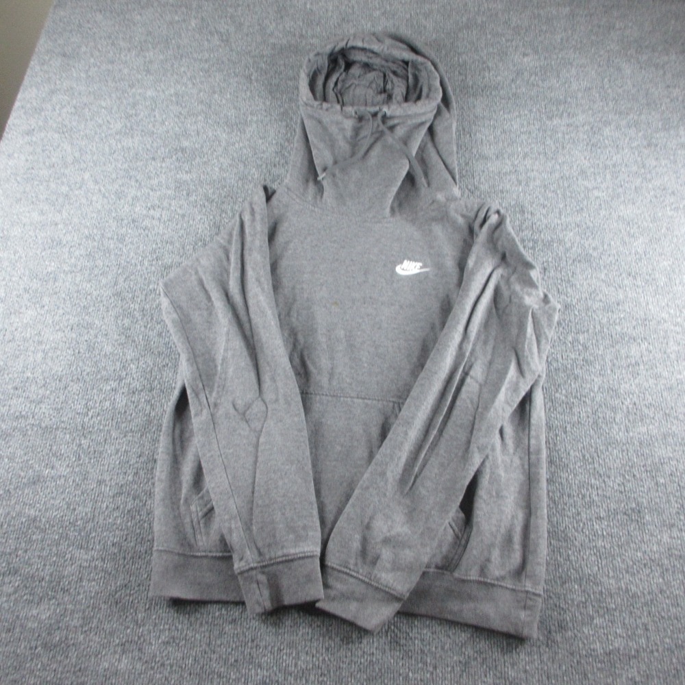 Nike Sportswear Hoodie Women L Gray Funnel Sweatshirt Pullover Fleece 803636-071
